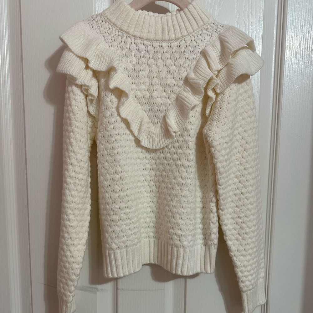 Janie and Jack | Cream Ruffled Girl Sweater
